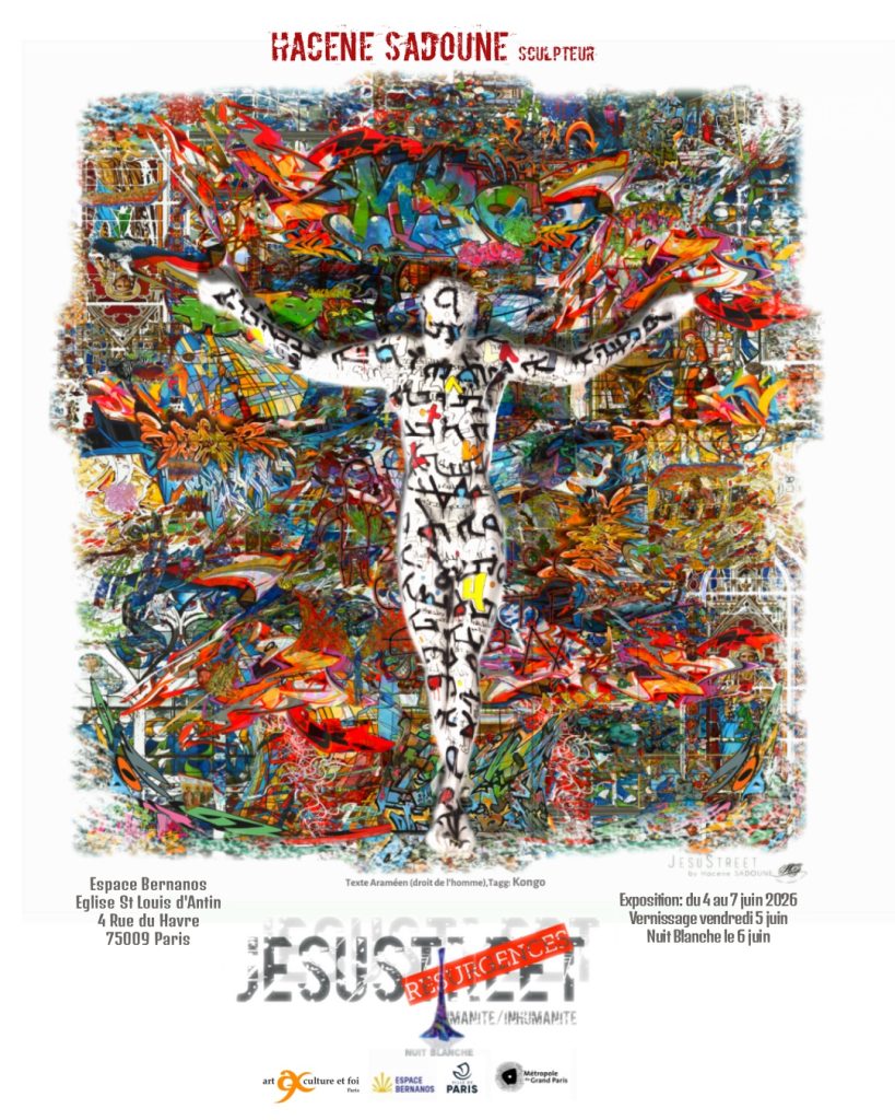 Jesustreet. Jesus street.Affiche de Exposions de Hacène Sadoune à l'église St Louis D'autin