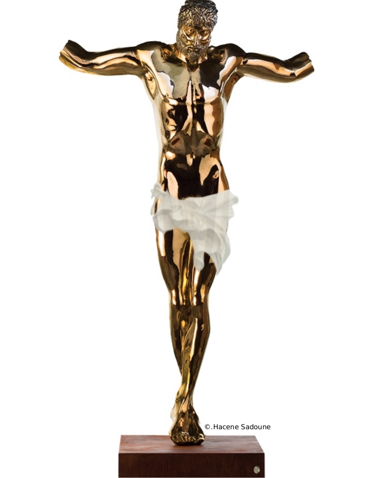 Jesus christ en bronze, sculpture contemporaine de