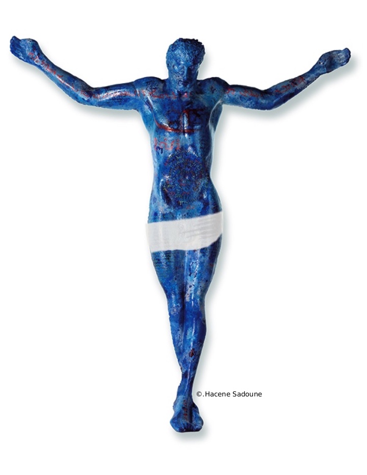 jesustreet. Le Christ bleu nuit, bras grand ouvert